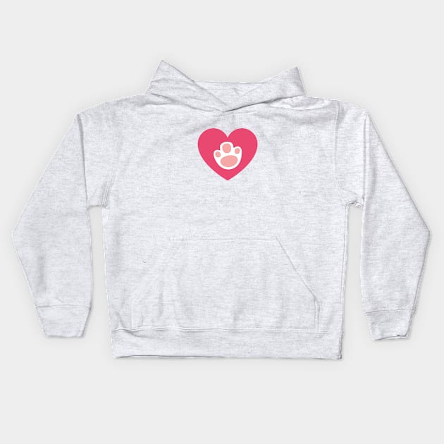 Pawprint in a heart for rabbit lovers Kids Hoodie by Selma22Designs